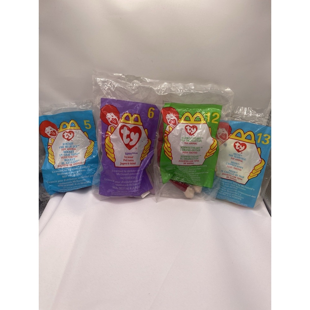 Vintage 2000 Ty Teenie Beanies‎ - Complete Set of 4- McDonald's Happy Meal Toys